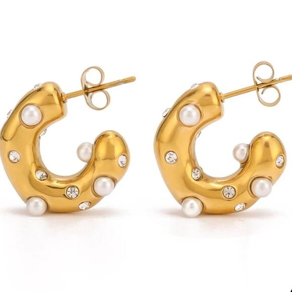 Vintage style hoop earrings M158 - Picture 2 of 4